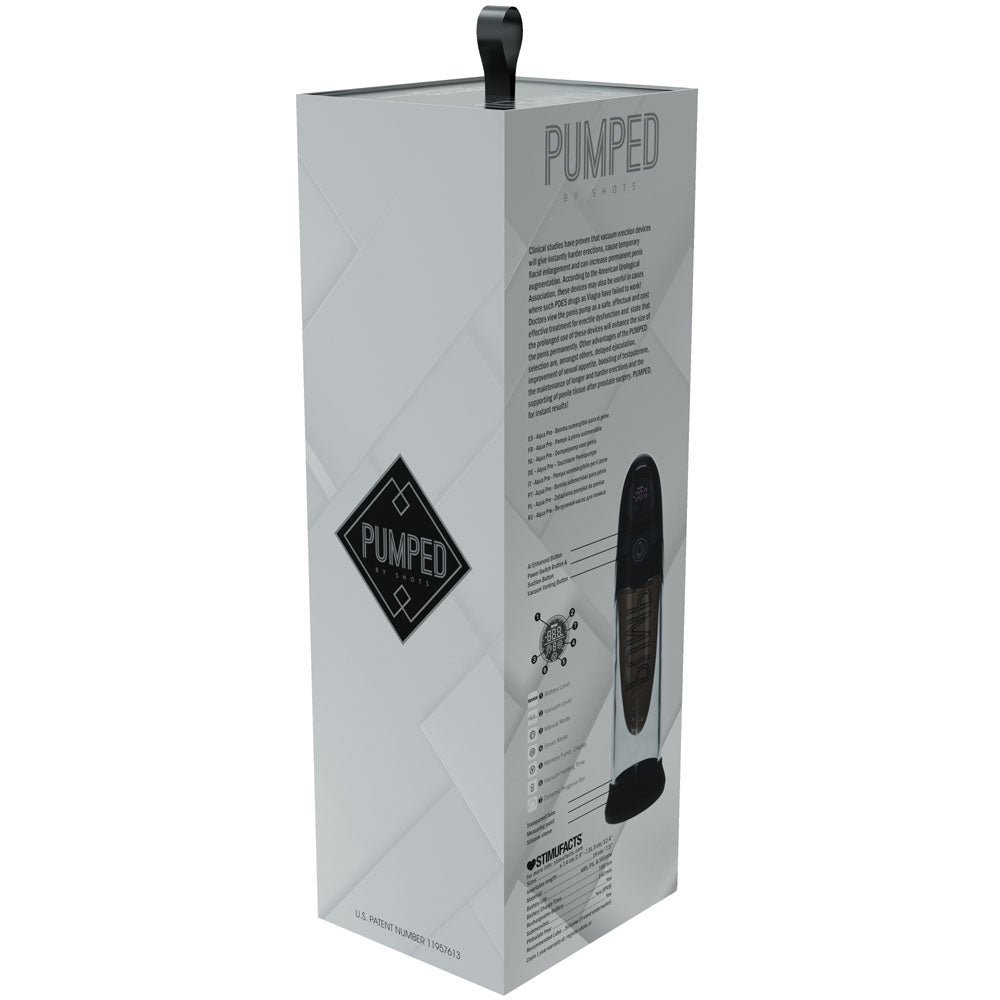 PUMPED Aqua-Pro Auto Pump - /Clear USB Rechargeable AI-Enabled Submersible Auto Penis Pump – Black