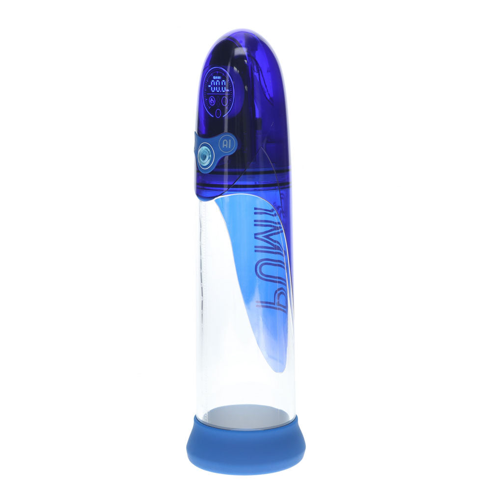 PUMPED Aqua-Pro Auto Pump - /Clear USB Rechargeable AI-Enabled Submersible Auto Penis Pump – Blue