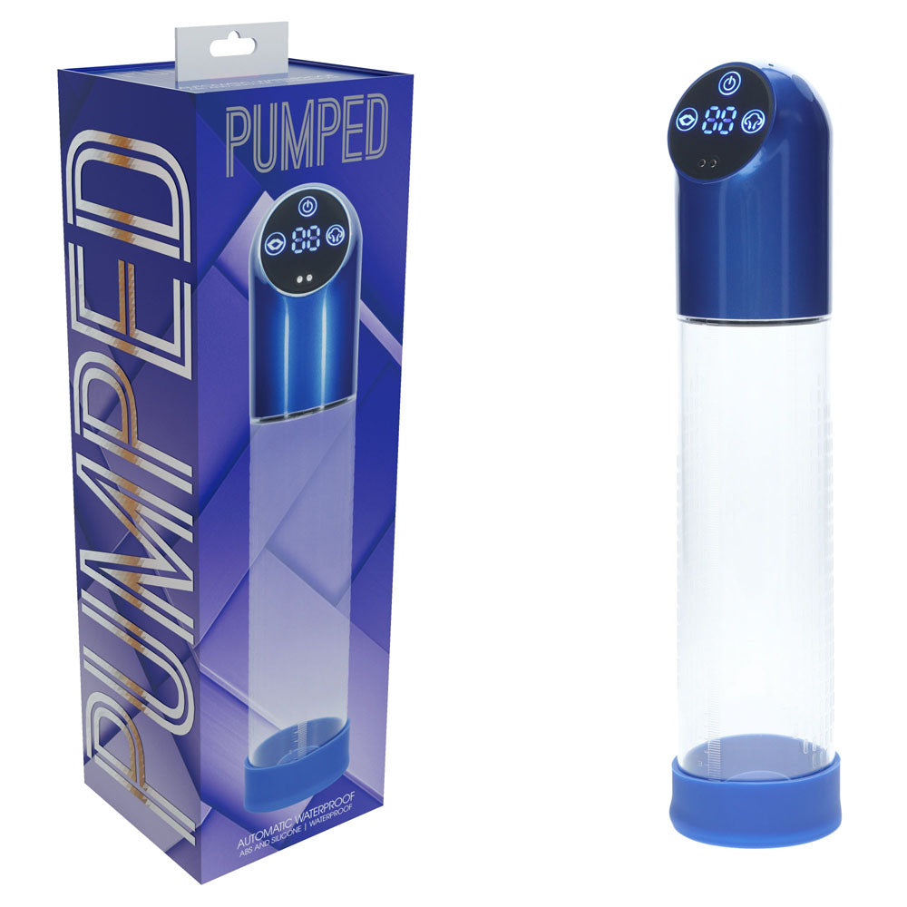 PUMPED Automatic Waterproof Pump - Metal - /Clear USB Rechargeable Automatic Penis Pump – Blue