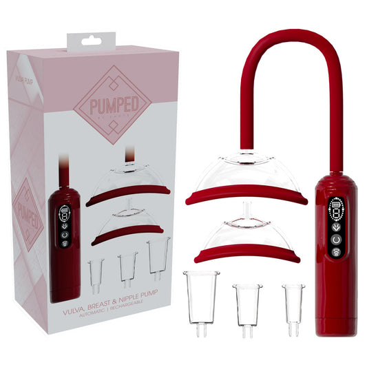 PUMPED Vulva, Breast & Nipple Pump - USB Rechargeable Ladies Pump Set – Red