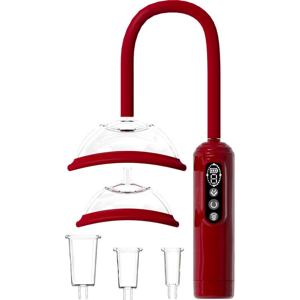 PUMPED Vulva, Breast & Nipple Pump - USB Rechargeable Ladies Pump Set – Red