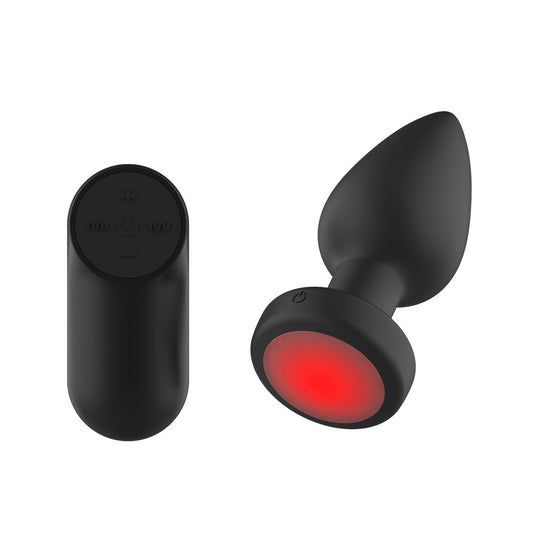 Passion Play Vibrating Butt Plug with LED Base - M - 10.4 cm USB Rechargeable Vibrating Butt Plug with LED Base and Wireless Remote