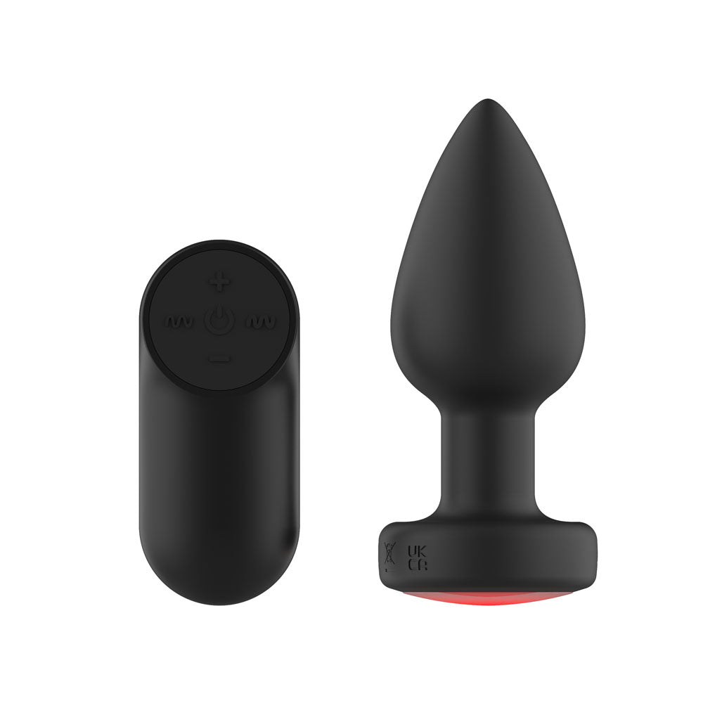 Passion Play Vibrating Butt Plug with LED Base - M - 10.4 cm USB Rechargeable Vibrating Butt Plug with LED Base and Wireless Remote