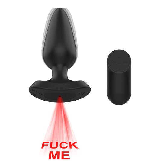 Passion Play Fuck ME Vibrating Anal Plug - 13.5 cm USB Rechargeable Vibrating Anal Plug with Laser Fuck Me Light