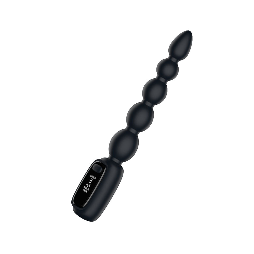 Passion Play Vibrating Anal Beads with LED Display – Black
