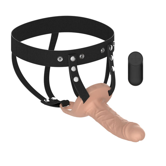 Passion Play Realistic Hollow Strap-On Vibrator – Flesh