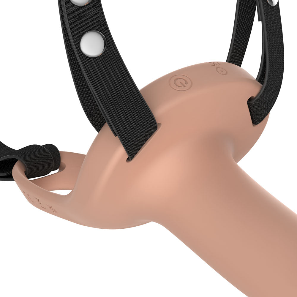 Passion Play Smooth Hollow Strap-On Vibrator – Flesh