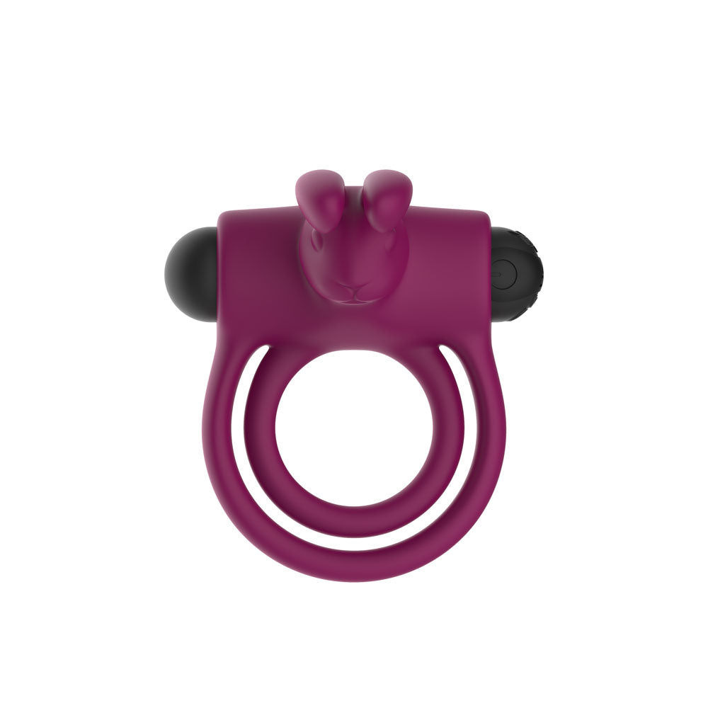 Passion Play Silicone Rabbit Vibrating Cockring - USB Rechargeable Vibrating Penis and Balls Ring