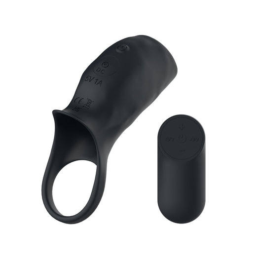 Passion Play Vibrating Cockring Sleeve - USB Rechargeable Vibrating Penis Sleeve with Wireless Remote