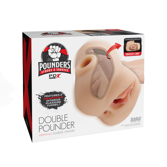 PDX Plus Double Pounder Vibrating Squeeze Stroker - USB Rechargeable Vibrating Vagina Stroker