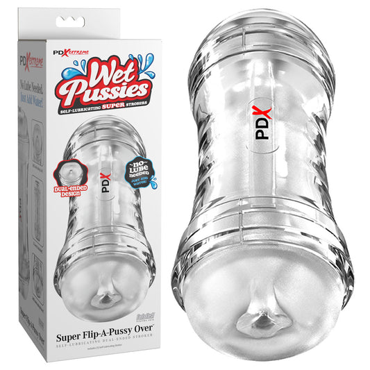 PDX Wet Pussies Super Flip-A-Pussy Over - Dual Ended Self Lubricating Stroker (Vagina & Ass)