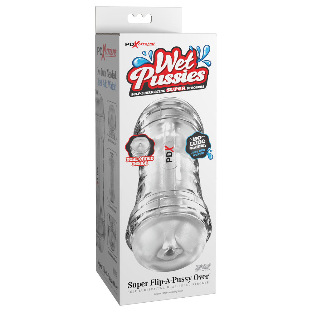 PDX Wet Pussies Super Flip-A-Pussy Over - Dual Ended Self Lubricating Stroker (Vagina & Ass)