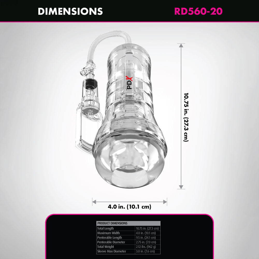 PDX Elite ViewTube Vac XXL Pump Stroker - Vagina Stroker with Suction Pump