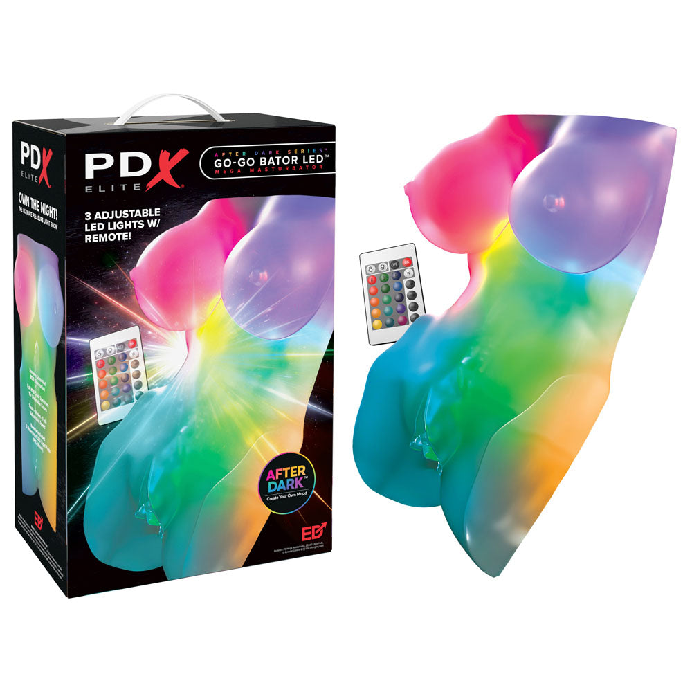 PDX Elite Go-Go Bator LED Mega Masturbator - with LED Mini Torso Masturbator