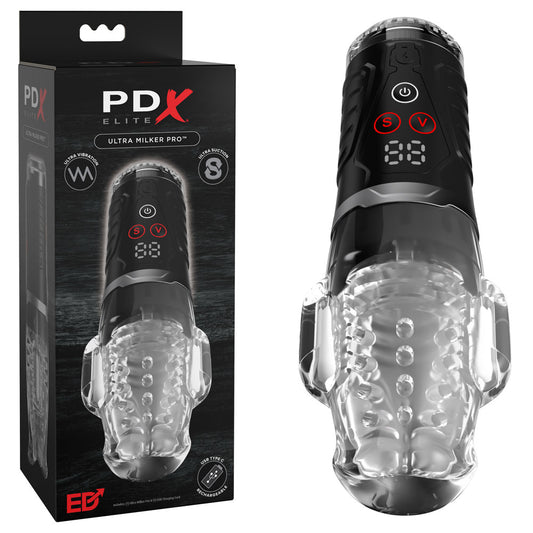 PDX Elite Ultra Milker Pro - USB Rechargeable Vibrating & Sucking Auto Stroker