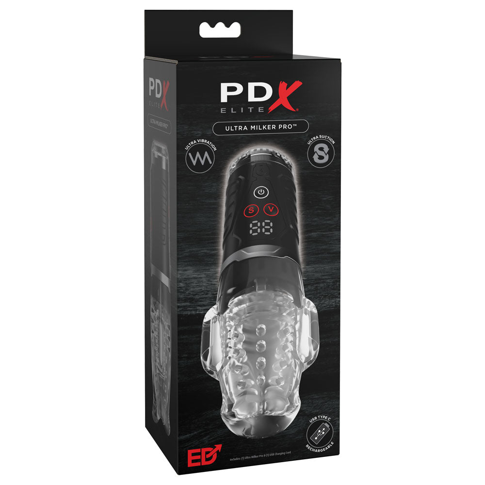 PDX Elite Ultra Milker Pro - USB Rechargeable Vibrating & Sucking Auto Stroker