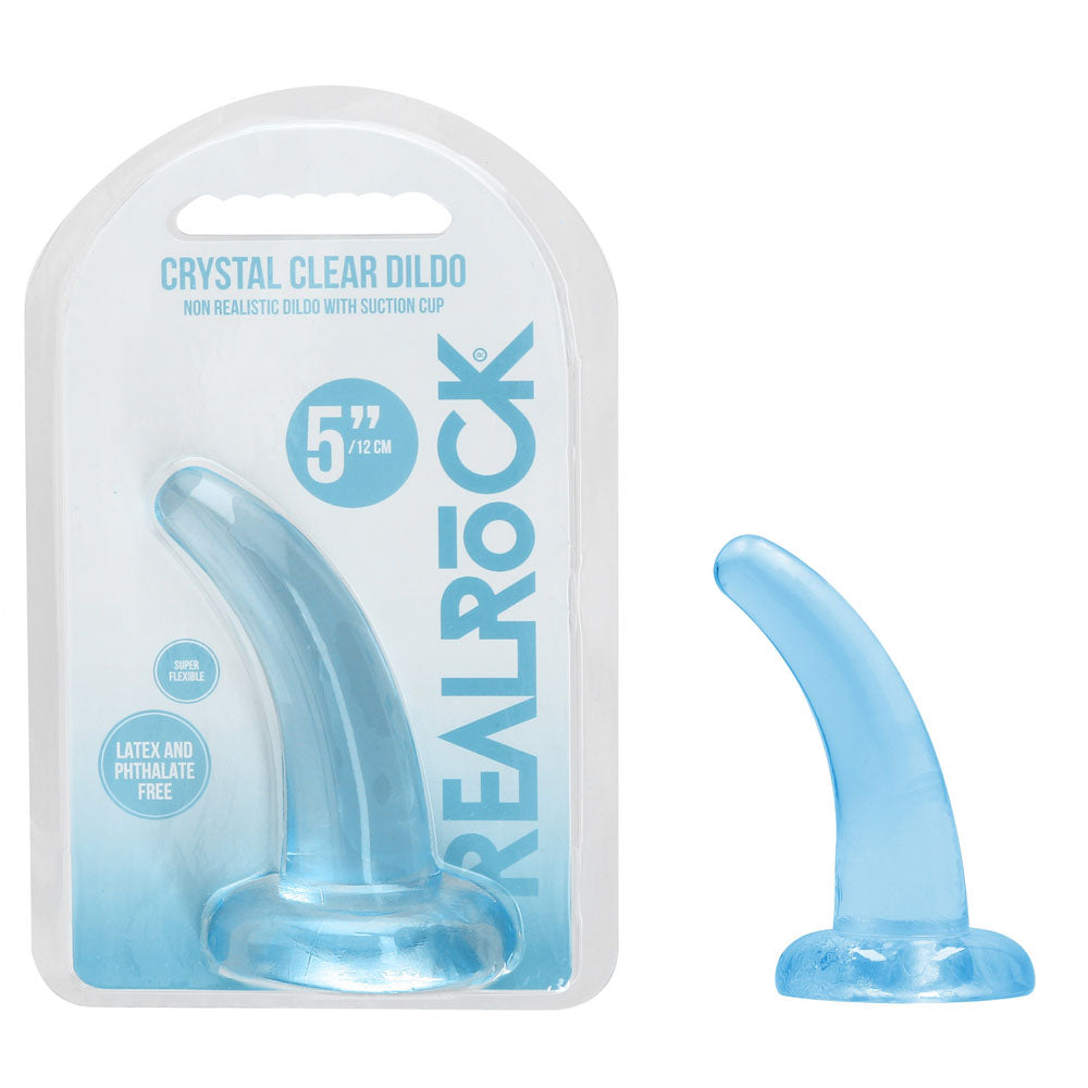 REALROCK Non Realistic Dildo With Suction Cup - 11.5 cm - 11.5 cm Curved Pegging Dong – Blue