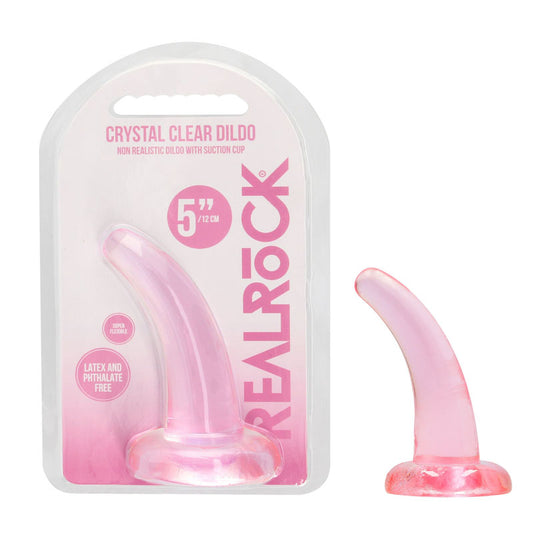 REALROCK Non Realistic Dildo With Suction Cup - 11.5 cm - 11.5 cm Curved Pegging Dong – Pink