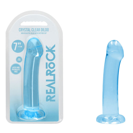 REALROCK Non Realistic Dildo With Suction Cup - 17 cm - 17 cm Dong – Blue