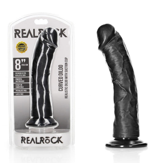 REALROCK Realistic Regular Curved Dildo with Suction Cup - 20 cm - 20 cm (8'') Dong