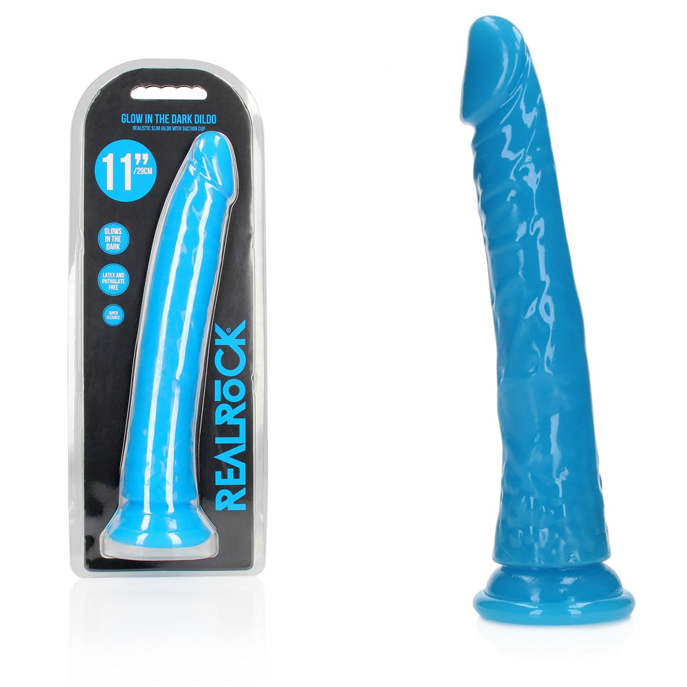 REALROCK 29 cm Slim Glow in the Dark Neon - Glow in Dark 29 cm (11'') Dong – Blue