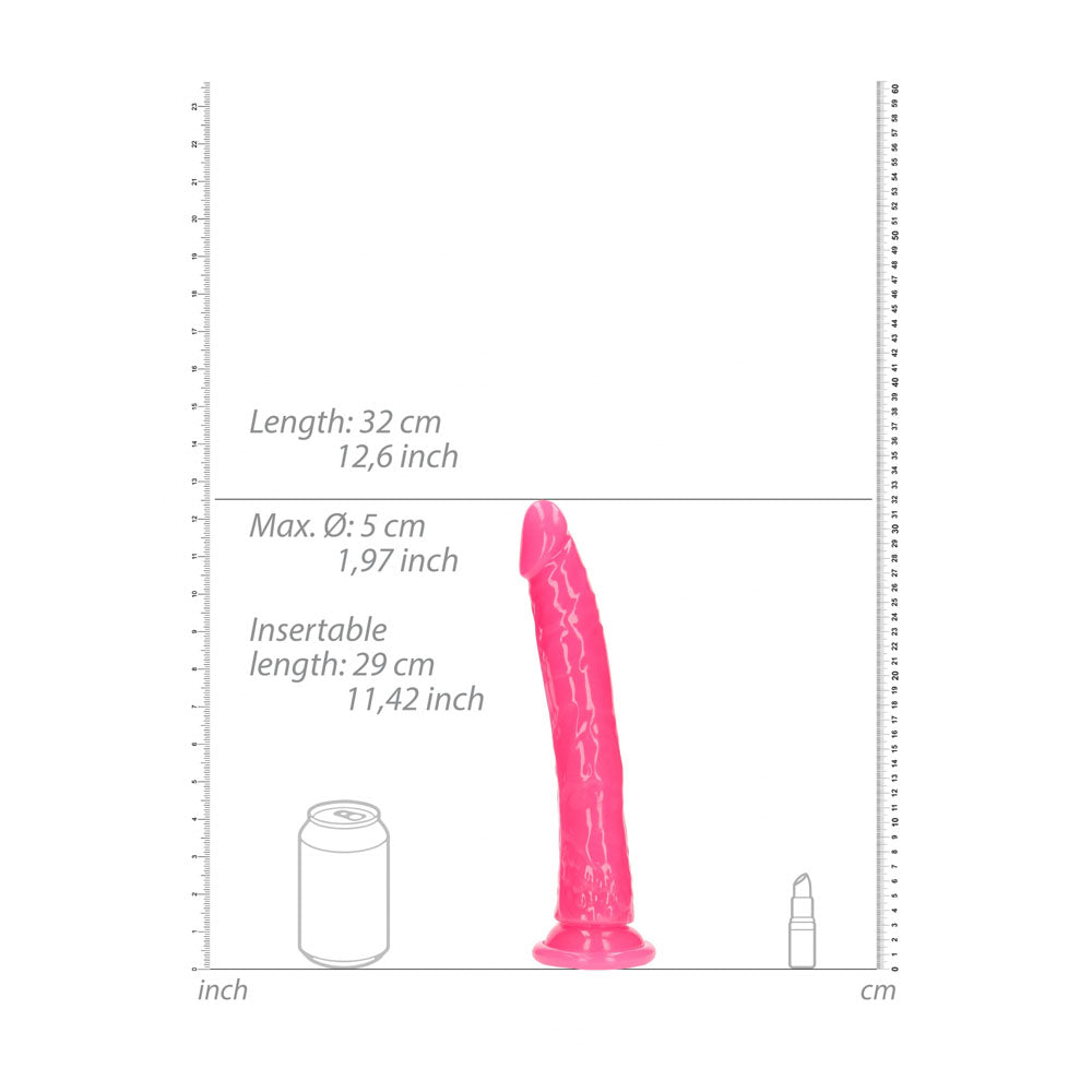 REALROCK 29 cm Slim Glow in the Dark Neon - Glow in Dark 29 cm (11'') Dong – Pink