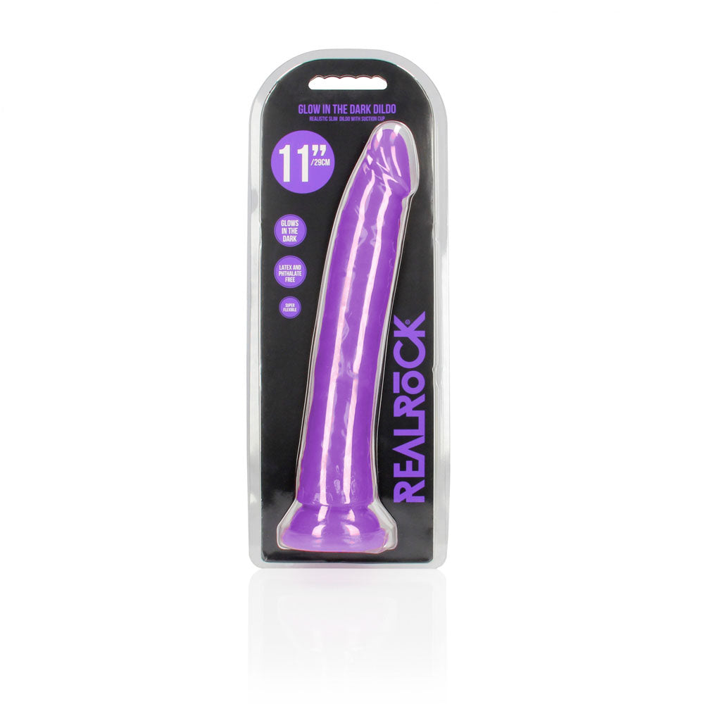 REALROCK 29 cm Slim Glow in the Dark Neon - Glow in Dark 29 cm (11'') Dong – Purple