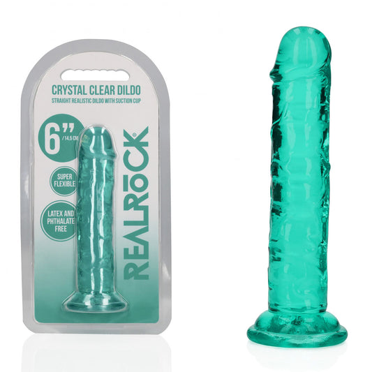 REALROCK 15.5 cm Straight Dildo - Turquoise - Turquoise 15.5 cm (6'') Dong