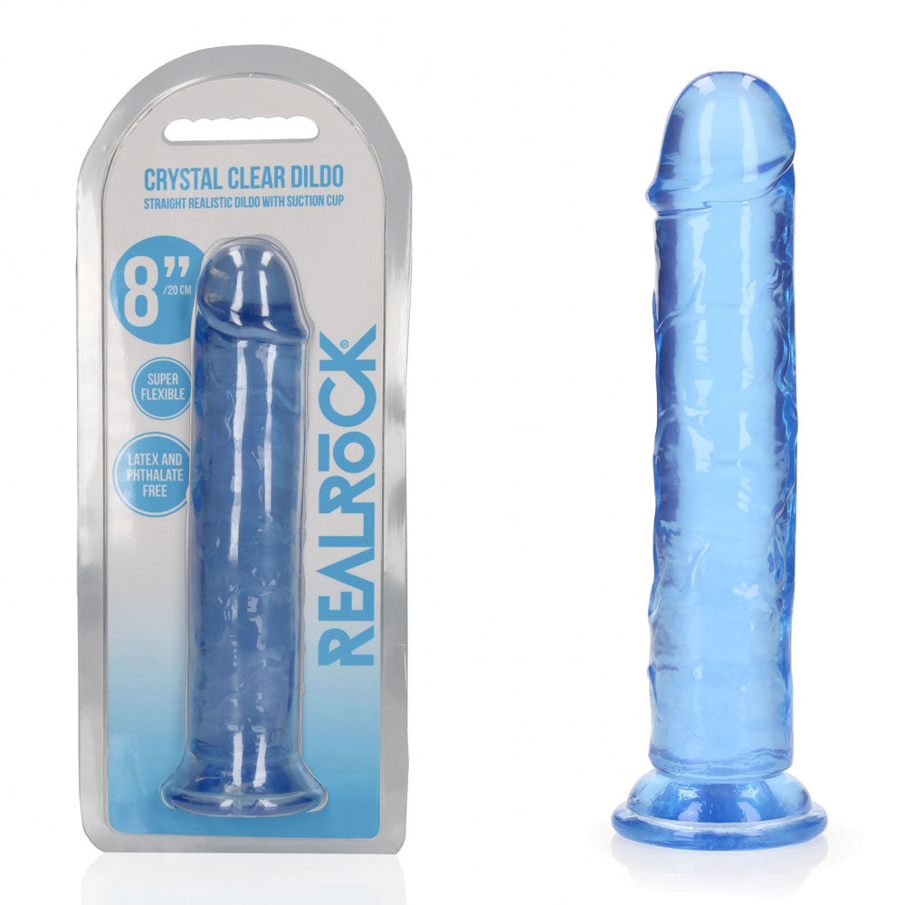 REALROCK 20 cm Straight Dildo - 20 cm (8'') Dong – Blue