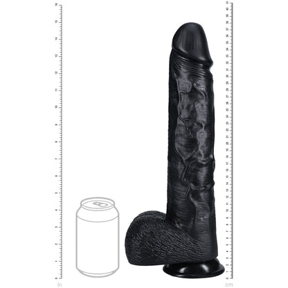 REALROCK 38cm Extra Long Dildo with Balls - 38 cm (15'') Extra Long Dong – Black