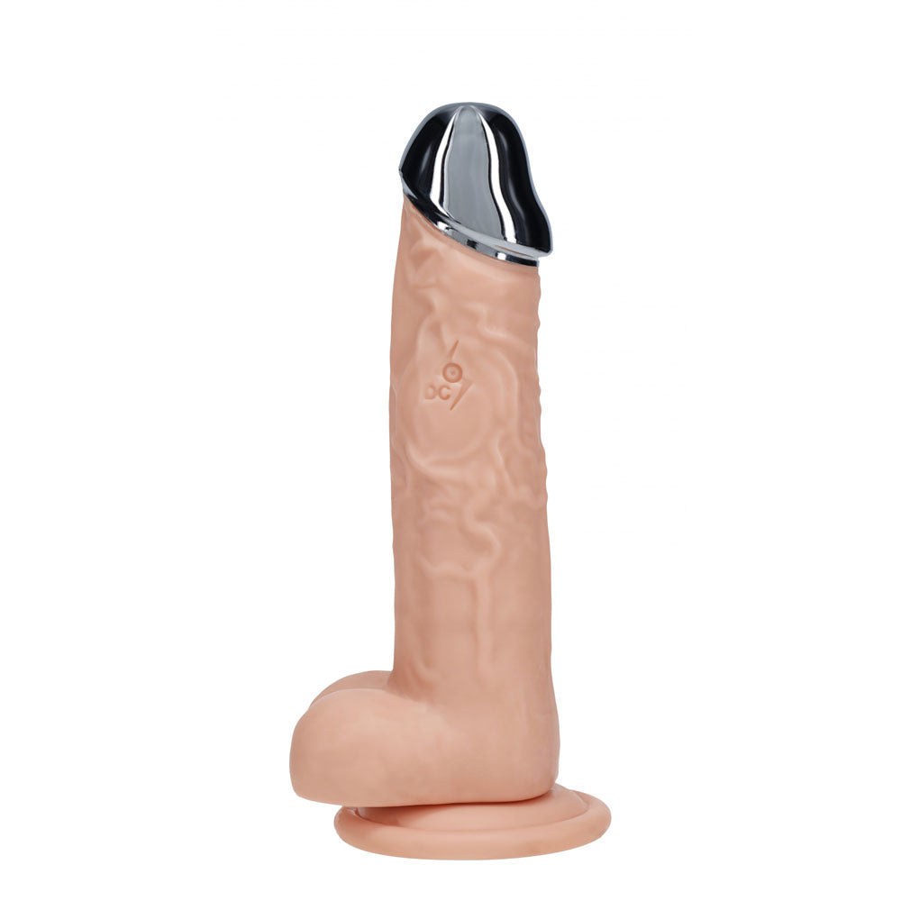 REALROCK Metal Head 7'' Rechargeable Dildo - 19 cm USB Rechargeable Vibrating Dildo with Metal Head and Wireless Remote