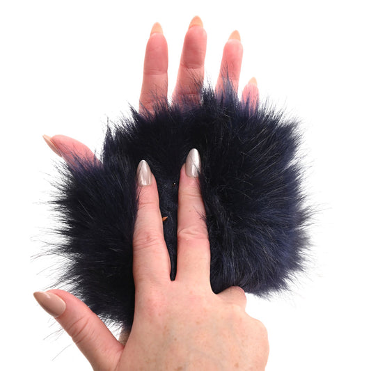 Sex & Mischief Cougar Spiked Sensory Glove - Navy Furry Glove with Metal Spikes
