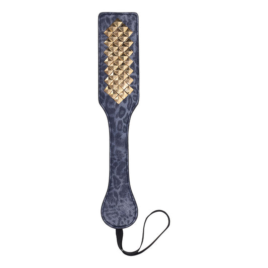 Sex & Mischief Cougar Studded Paddle - Navy Paddle with Gold Studs