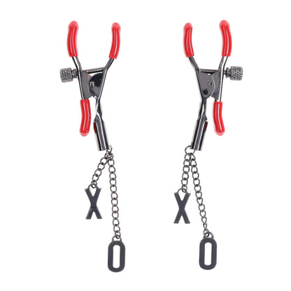 S&M Exs & Ohs Nipple Clamps - Tipped Metal Nipple Clamps - Set of 2