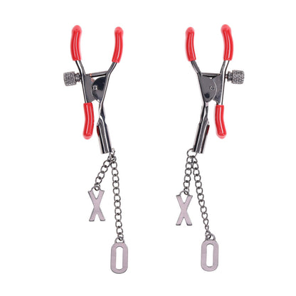 S&M Exs & Ohs Nipple Clamps - Tipped Metal Nipple Clamps - Set of 2