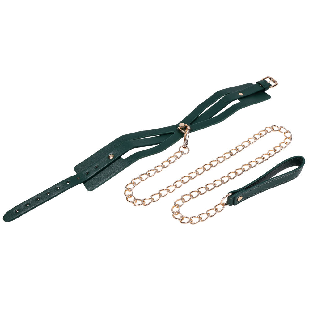 Sex & Mischief Indica Cutout Collar and Leash - /Gold Restraint