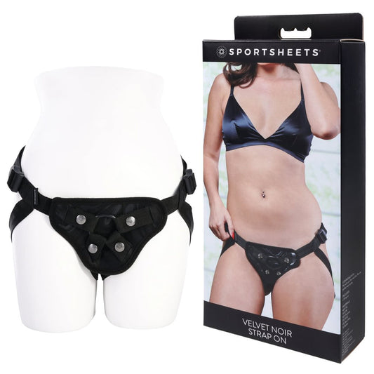SPORTSHEETS Velvet Noir Strap On - Adjustable Strap-On Harness (No Probe Included)
