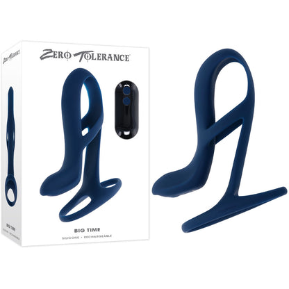 Zero Tolerance BIG TIME - Navy USB Rechargeable Vibrating Penis Sleeve with Wireless Remote