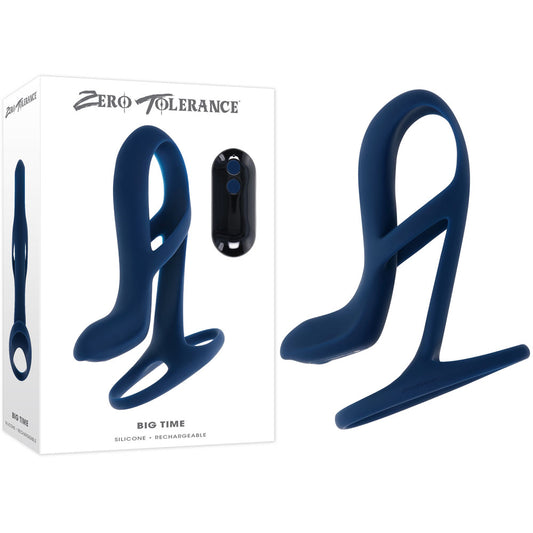 Zero Tolerance BIG TIME - Navy USB Rechargeable Vibrating Penis Sleeve with Wireless Remote