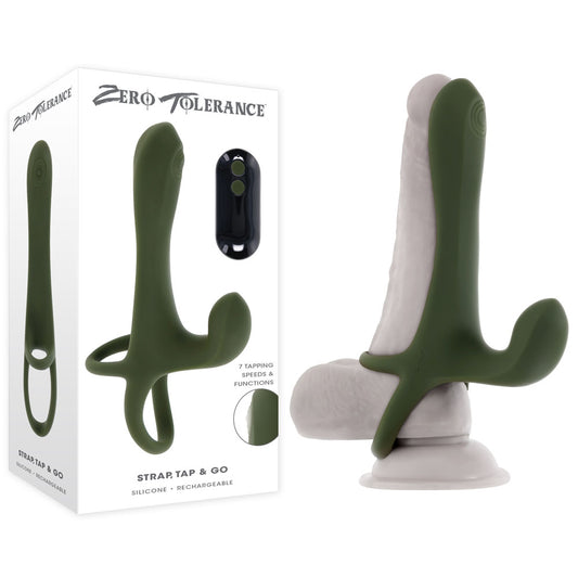 Zero Tolerance STRAP, TAP & GO - USB Rechargeable Vibrating & Tapping Penis Sleeve with Wireless Remote