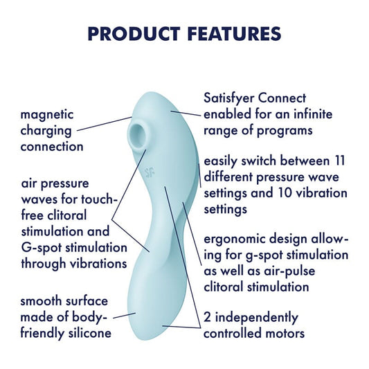 Satisfyer Curvy Trinity 5+ App-Controlled Vibrator – Blue