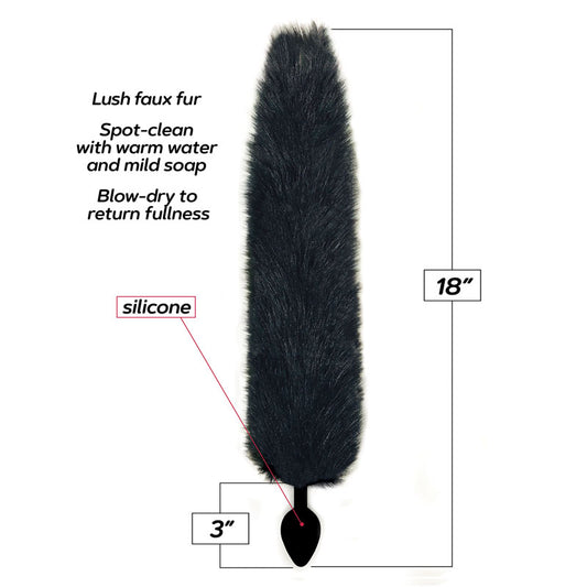 Foxy Fox Tail Silicone Butt Plug – Black