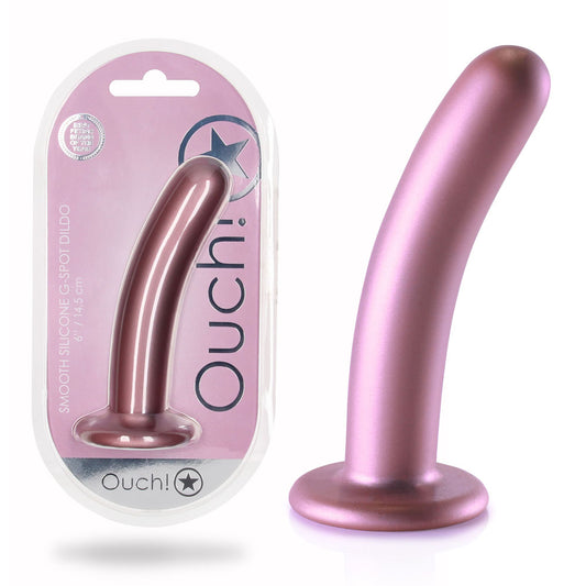 OUCH! Smooth Silicone G-Spot Dildo - 6'' / 14.5 cm – Rose Gold