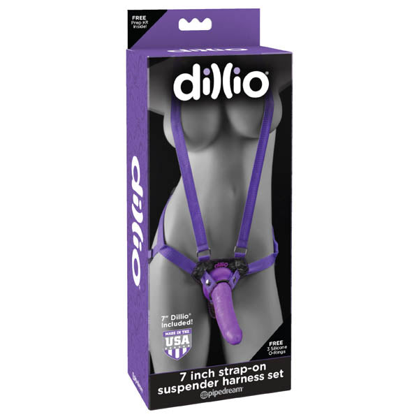 Dillio 7'' Strap-On Suspender Harness Set – Purple