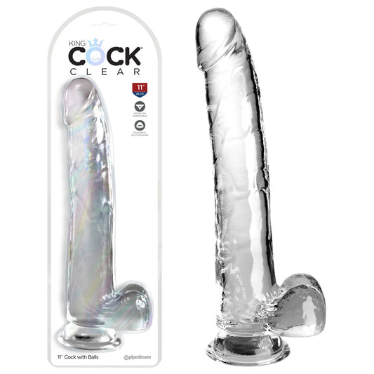 King Cock 11'' Cock with Balls – Clear
