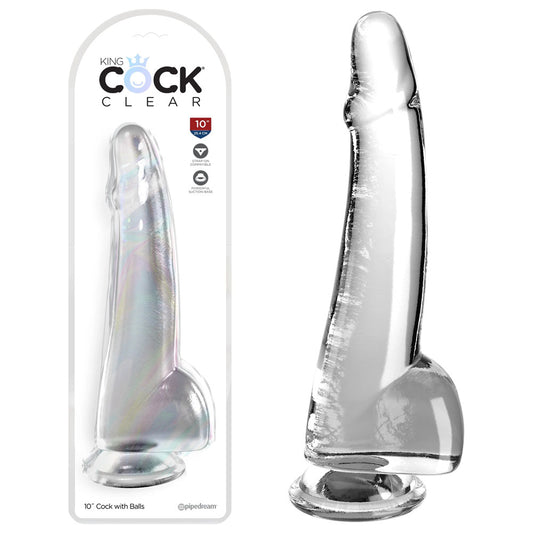 King Cock 10'' Cock with Balls – Clear