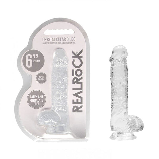 RealRock 6'' Realistic Dildo With Balls – Clear