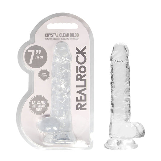 RealRock 7'' Realistic Dildo With Balls – Clear