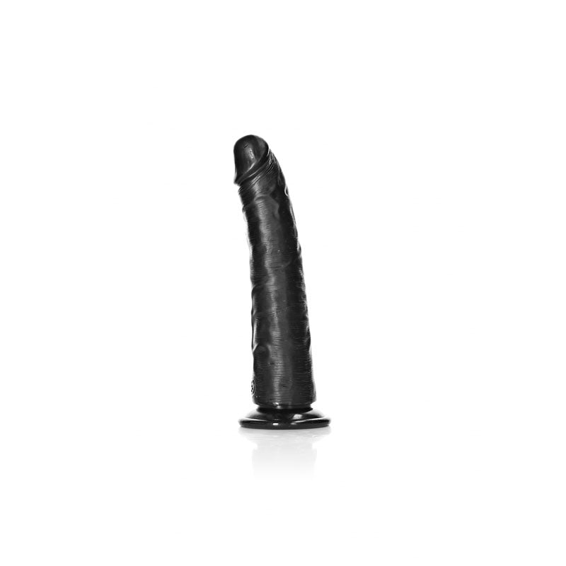 REALROCK Realistic Slim Dildo with Suction Cup - 18cm – Black