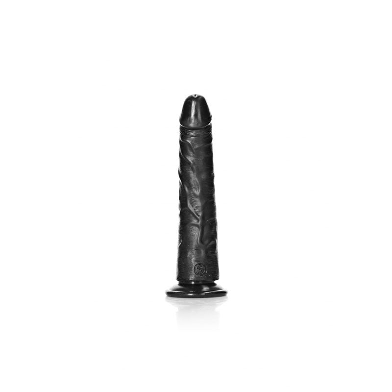 REALROCK Realistic Slim Dildo with Suction Cup - 18cm – Black